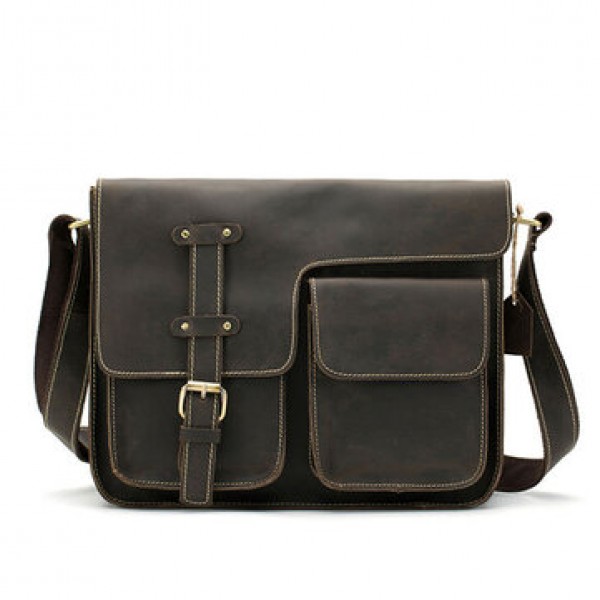Men Genuine Leather Multifunctional Minimalist Retro Shoulder Crossbody Bag