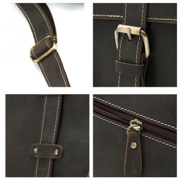 Men Genuine Leather Multifunctional Minimalist Retro Shoulder Crossbody Bag