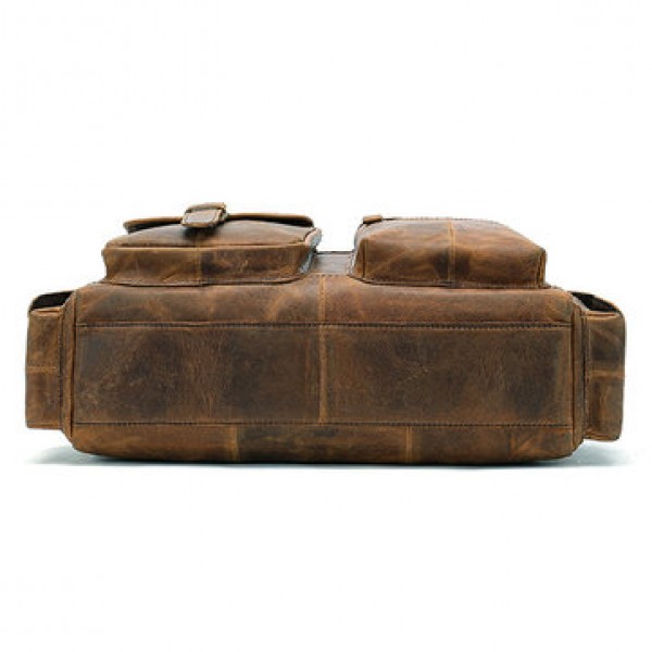 Men Genuine Leather Vintage Travel Business Handbag Crossbody Bag