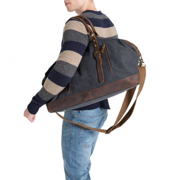 Men Canvas Weekend Holdall Travel Holdall Bag Outdoor Large Capacity Duffle Bag