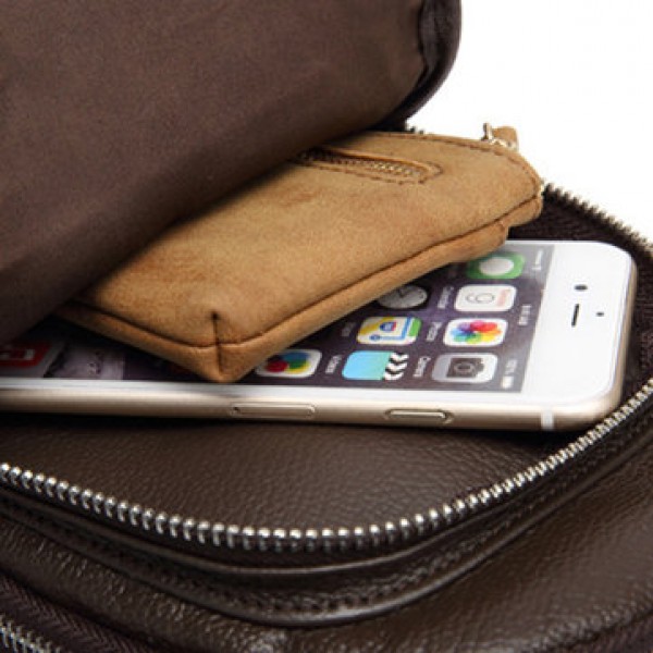 Men Genuine Leather Retro Crossbody Bag Chest Bag Casual Shoulder Bag