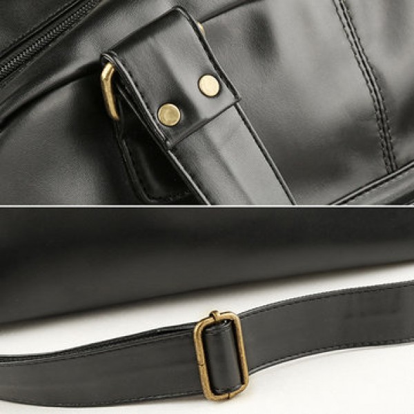 Men PU Leather Outdoor Casual Traveling Large Capacity Multi-function Crossbody Bag