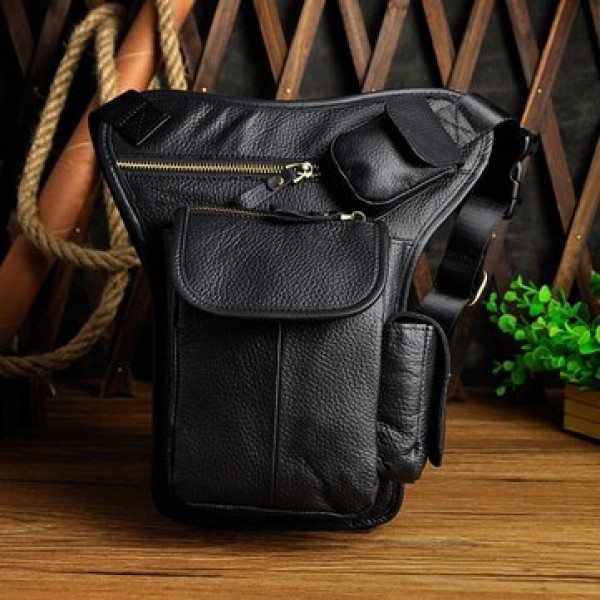 Men Genuine leather Vintage Multi-pocket Crossbody Bag