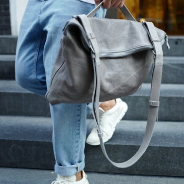 Men Handbag Casual Multifunction Foldable Solid Crossbody Bag Business Bag