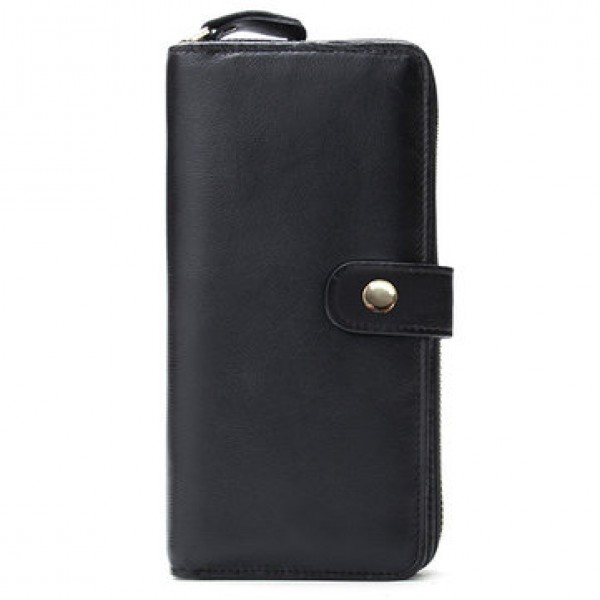 Men Women Clutch Black Wallet Long Zipper Wallet Cell Phone Wallet