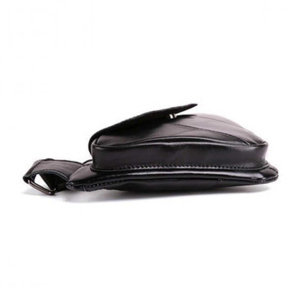 Men Cowhide Genuine Leather Vintage Chest Bag Solid Oil Wax Crossbody Bag