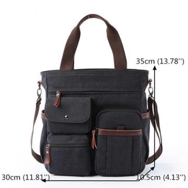 Men Canvas Large Capacity Multi-slot Crossbody Bag Business Computer Handbag Outdoor Travel